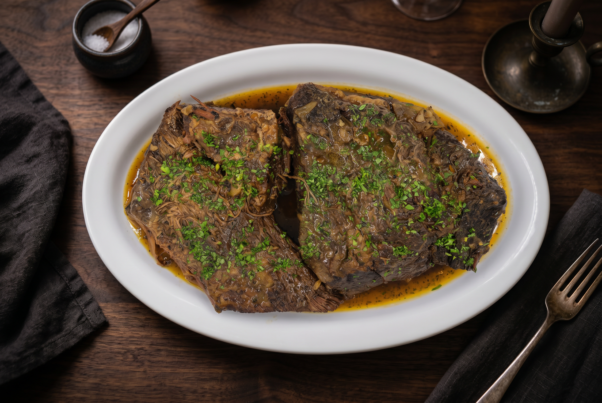 Herb-crusted braised beef brisket