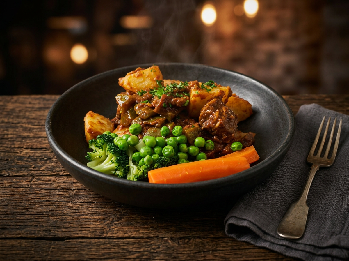 Beef goulash with seasonal vegetables