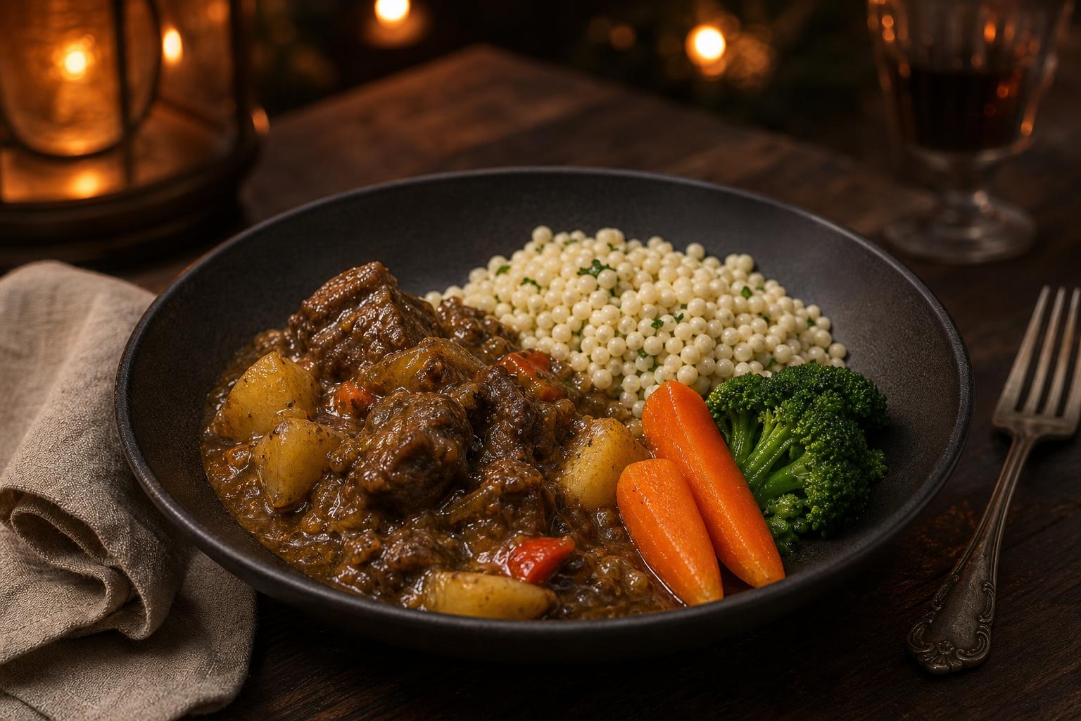 Slow-cooked lamb casserole